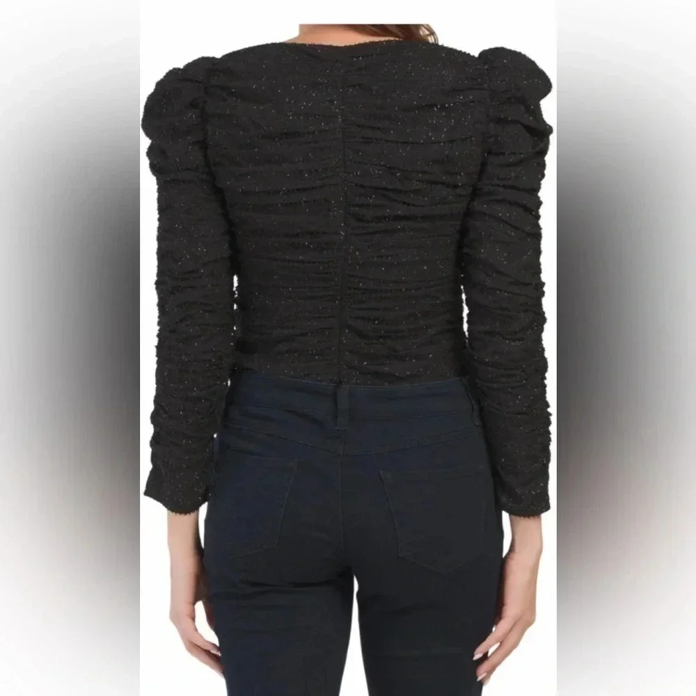Astr Caldwell Puff Shoulder Sweetheart Top Size M Color Black